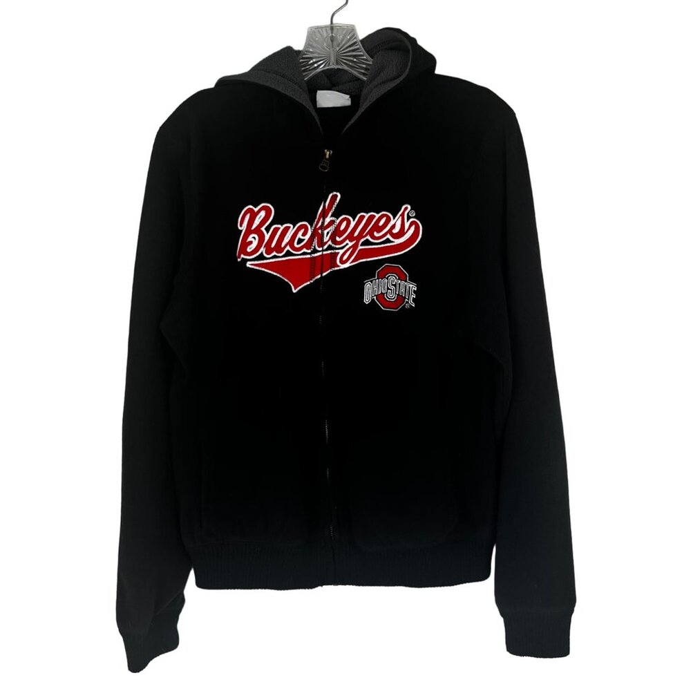 Ohio State Buckeyes Fleece Hoodie Womens Large Black Proedge Fur Hood‎